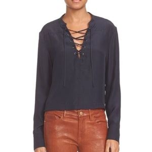 FRAME Lace-up Silk Blouse - M